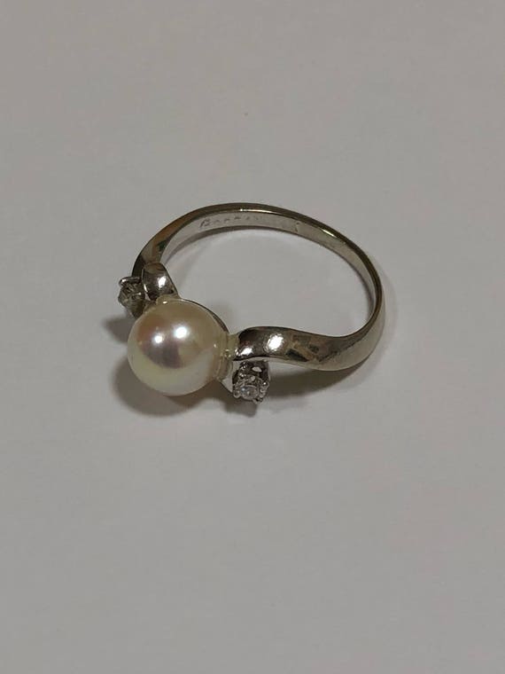 Freshwater Cultured Pearl and Diamond Ring, Pearl… - image 3