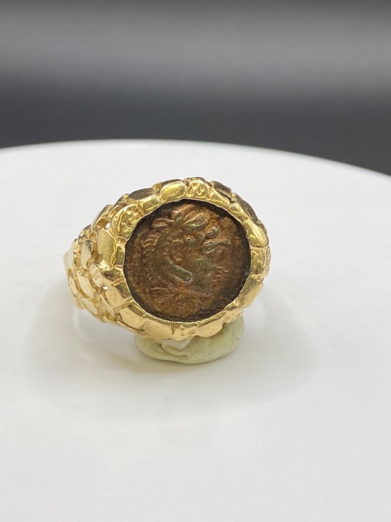 Vintage 14K Gold Coin Nugget Ring - Bold Statement Ring - Gold Coin Ring - Vintage Gold Ring - Nugget Ring - Solid Gold Nugget Ring - Gold