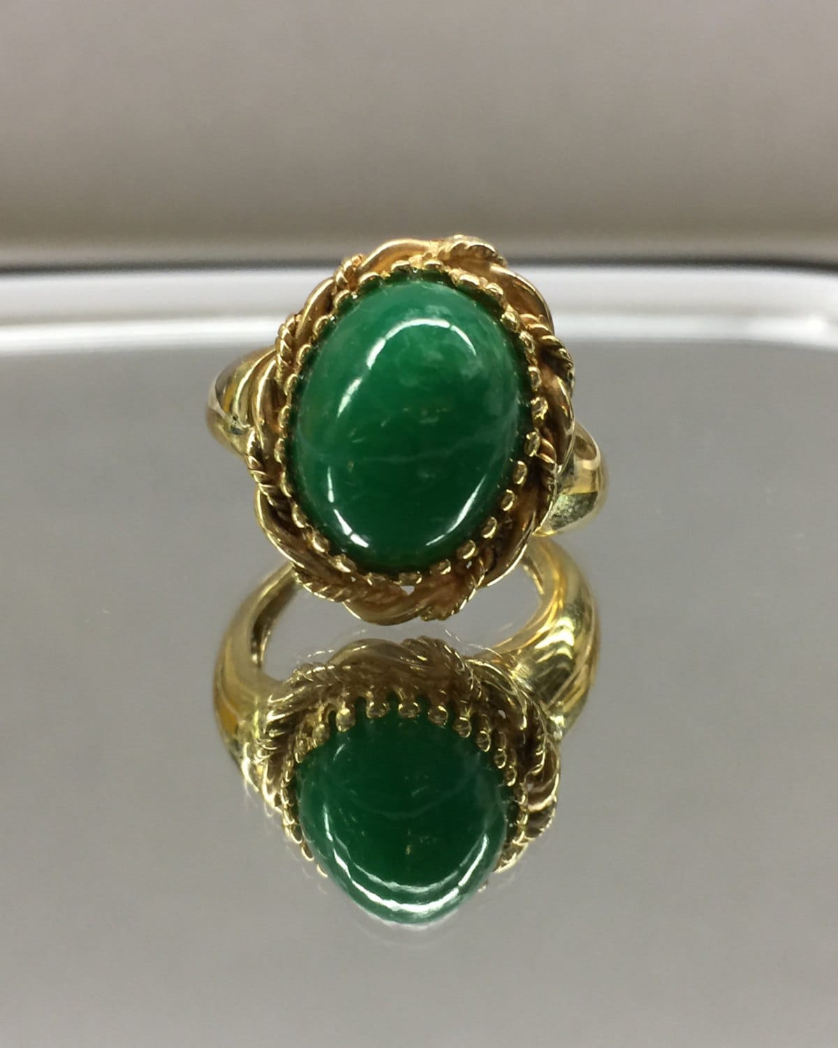 Vintage Oval Emerald Solitaire Diamond 14K Gold Ring – Boylerpf