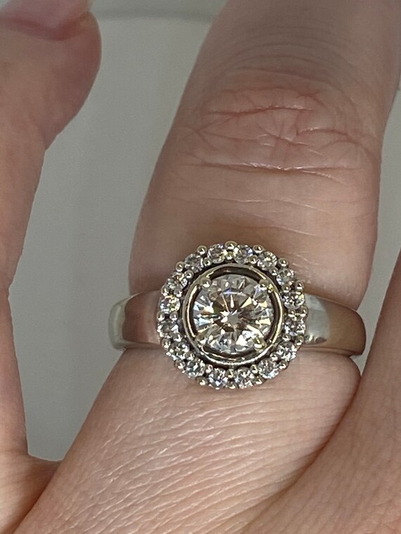 Vintage Round Diamond Halo Ring, 14k Diamond Ring… - image 2