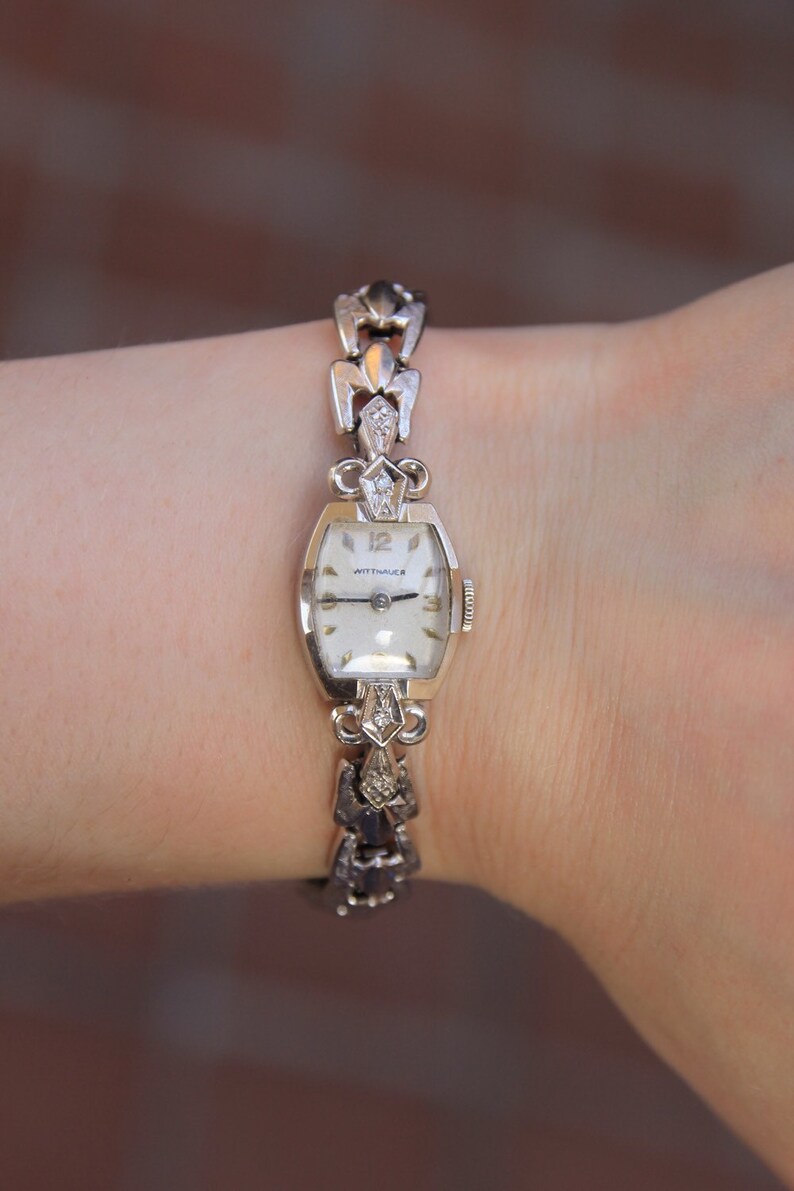 Vintage Ladies 14K Wittnauer Diamond Wrist Watch Diamond Etsy