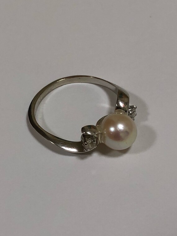 Freshwater Cultured Pearl and Diamond Ring, Pearl… - image 7