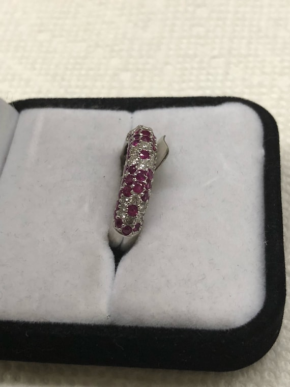 Pave Ruby Diamond Band, 18k Ruby Diamond Wedding … - image 4