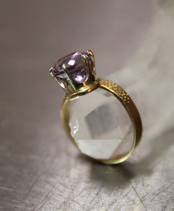 Vintage 14K Round-Cut Amethyst Ring, Amethyst Rin… - image 3