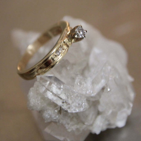 Vintage 14K Diamond Engagement Ring, Diamond Enga… - image 1