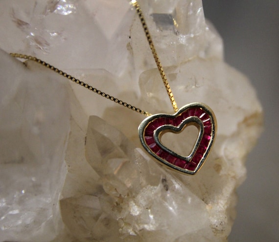 Ruby Heart Pendant Necklace, Ruby Heart Necklace,