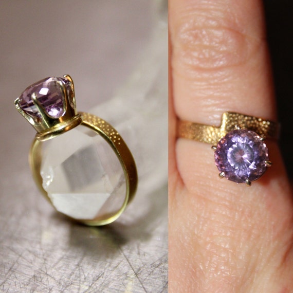 Vintage 14K Round-Cut Amethyst Ring, Amethyst Rin… - image 6