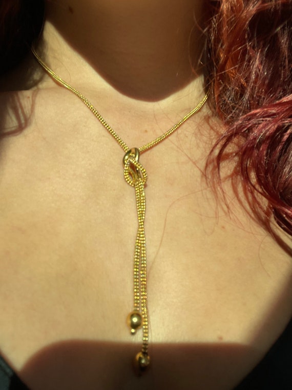 Vintage 14Kt Gold Lariat Necklace