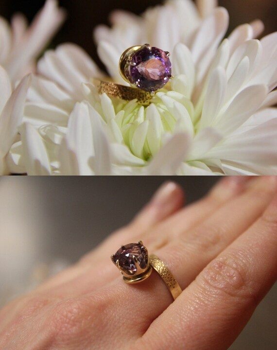 Vintage 14K Round-Cut Amethyst Ring, Amethyst Rin… - image 7