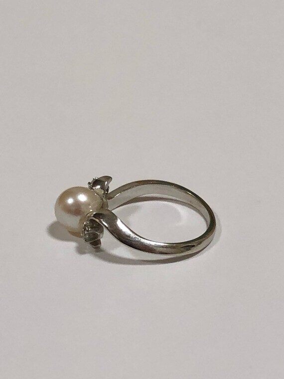 Freshwater Cultured Pearl and Diamond Ring, Pearl… - image 6