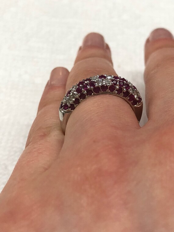 Pave Ruby Diamond Band, 18k Ruby Diamond Wedding … - image 10