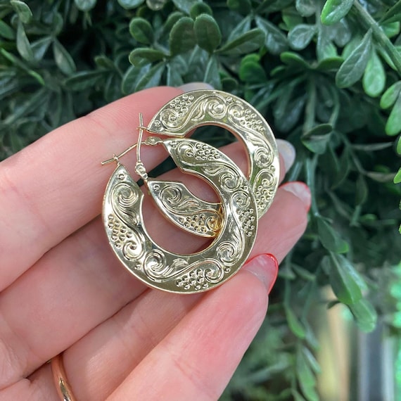 Vintage 14KT Round Hoop Earrings, Gold Hoops, Vintage Hoop Earrings, 14K Hoops, Vintage Hoop Earring, Vintage Hoops, Gold Hoop Earrings
