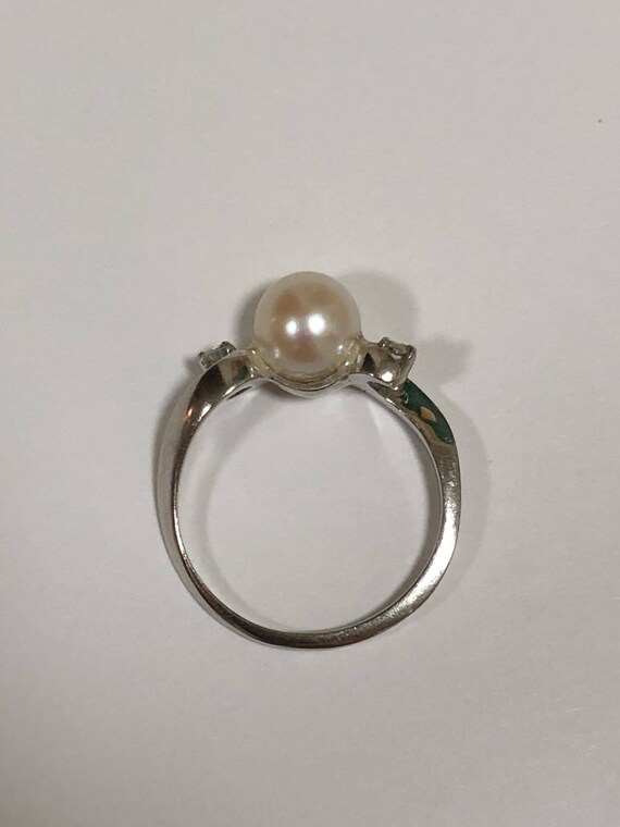Freshwater Cultured Pearl and Diamond Ring, Pearl… - image 9