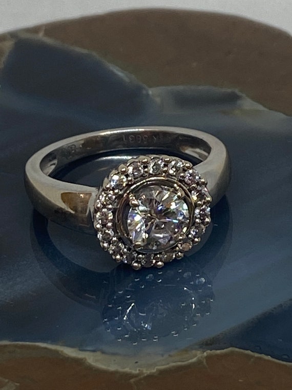Vintage Round Diamond Halo Ring, 14k Diamond Ring… - image 6