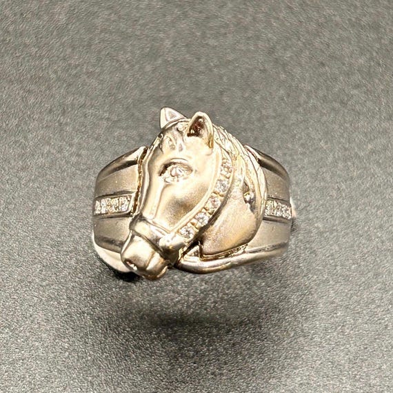 Horse head ring 14k - Gem