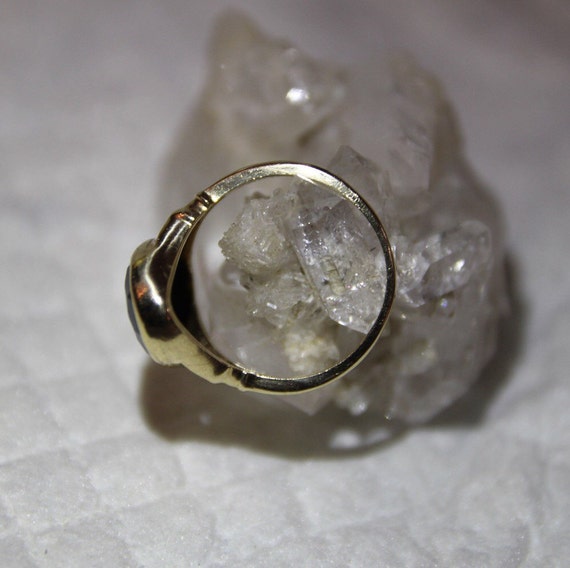 Hematite Ring Gold, Solitaire Gemstone Ring, Stac… - image 4