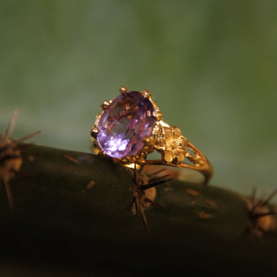 Amethyst Ring, Amethyst Ring Vintage, Purple Ameth