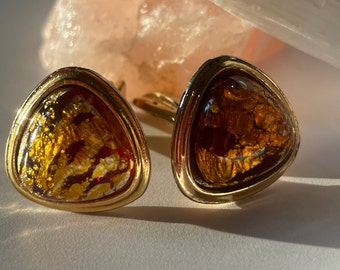 Vintage Gold Plated and Amber Cufflinks