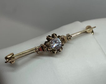 Vintage 14Kt Gold Crystal Hat Pin