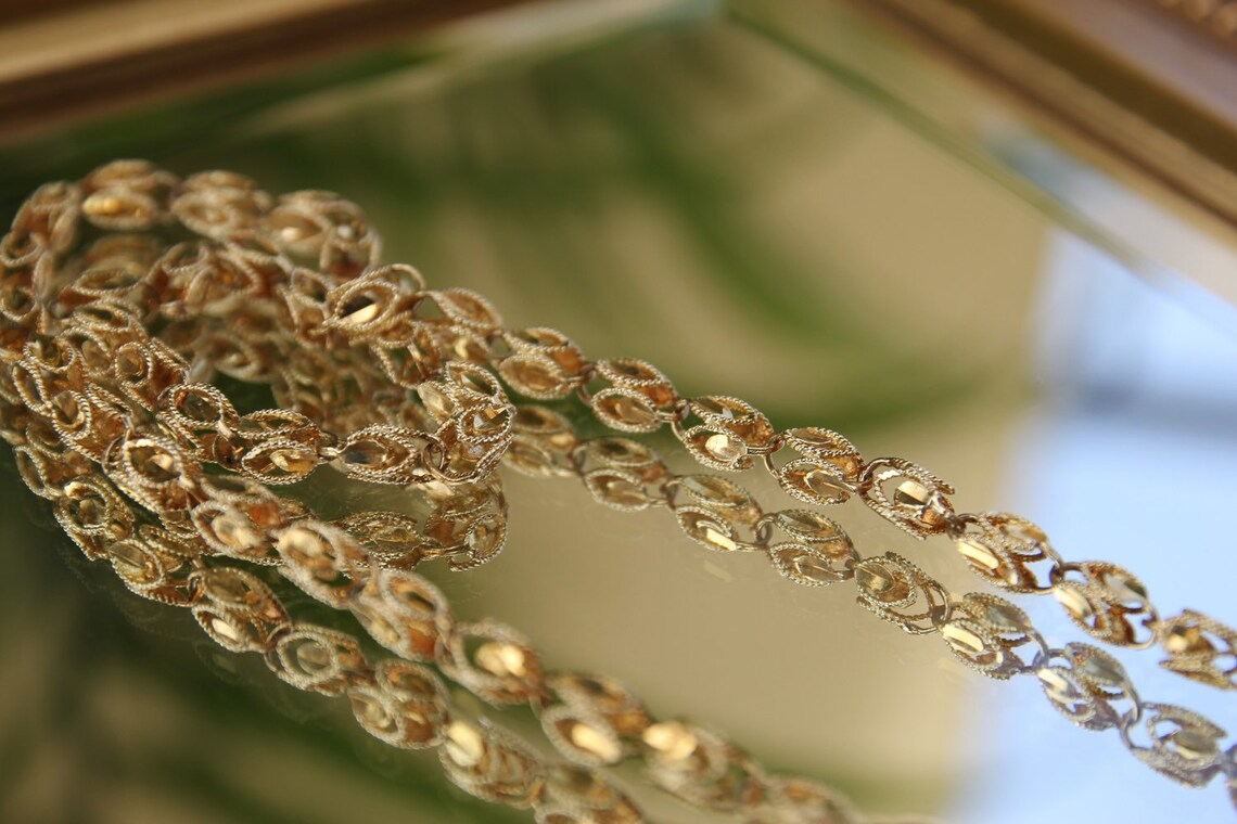 Vintage 14K Yellow Gold Turkish Rope Chain Unisex Gold Chain Etsy