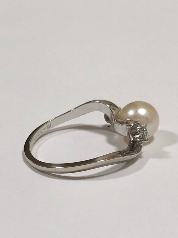 Freshwater Cultured Pearl and Diamond Ring, Pearl… - image 5