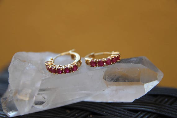 Vintage Ruby Hoop Earrings, Ruby Hoop Earrings, V… - image 7