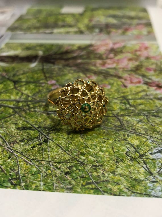 Enamel Ring, Enamel Dome Ring, Enamel Ring Gold, D