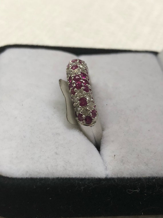 Pave Ruby Diamond Band, 18k Ruby Diamond Wedding … - image 5