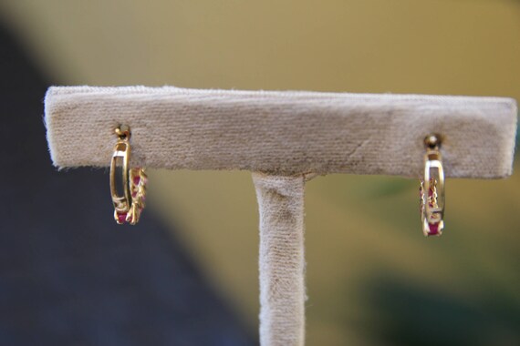 Vintage Ruby Hoop Earrings, Ruby Hoop Earrings, V… - image 5