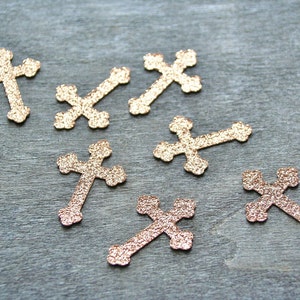 Glitter paper crosses, 20 pieces, 1&quot;- 6&quot; Glitter paper cross cutouts, Glitter paper cross confetti, Baptism party decorations, Cross cut out