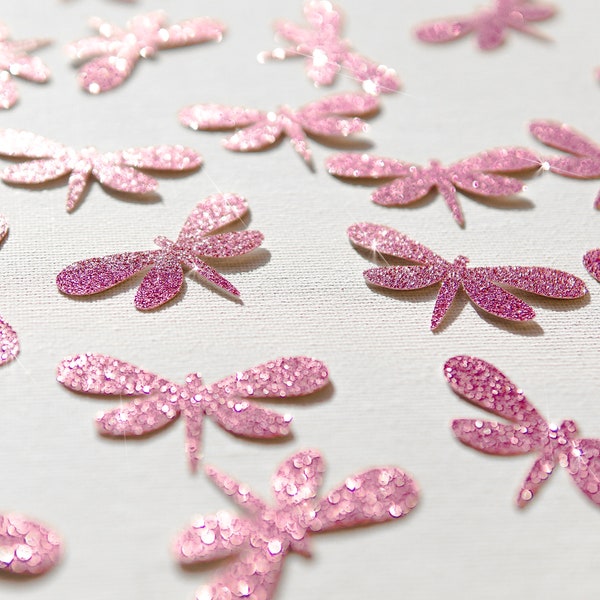 Glitter paper dragonflies, 20 pieces, 1" - 6" Dragonfly cutouts, Glitter paper dragonfly shapes, Fairy party decorations