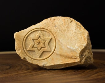 Star of David on Jerusalem stone, Magen David, Judaica home decor