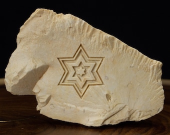 Shield Of David Engraved Stone, Star Of David Symbol Of Jewish Identity & Judaism, Magen David Jerusalem Stone Jewish Home Blessing Judaica