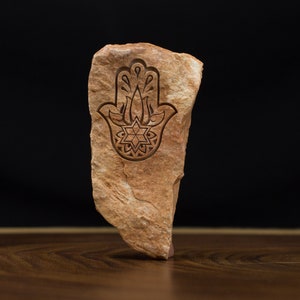 Main protectrice de Hamsa sur la pierre de Jérusalem I Bénédiction de la maison juive I Judaica Hamsa