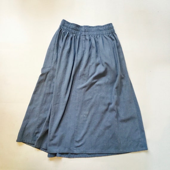 Powder Blue Cotton Midi Skirt || High Waist Pleat… - image 9