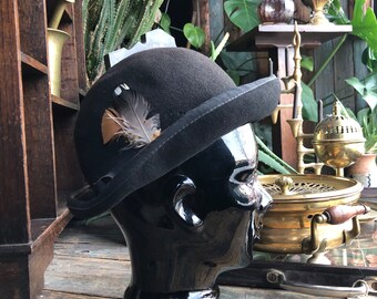 Black Wool Felt Hat Wide Brimmed Vintage Hat Henry Pollack  display picture 2