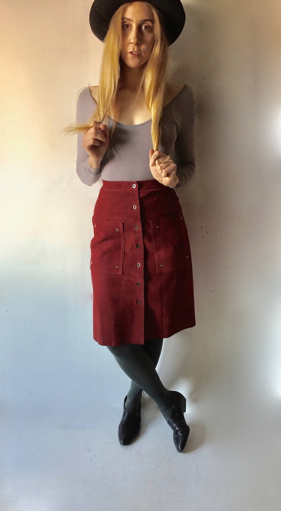 Ox Blood Red Suede Skirt || Suede Skirt || Suede P
