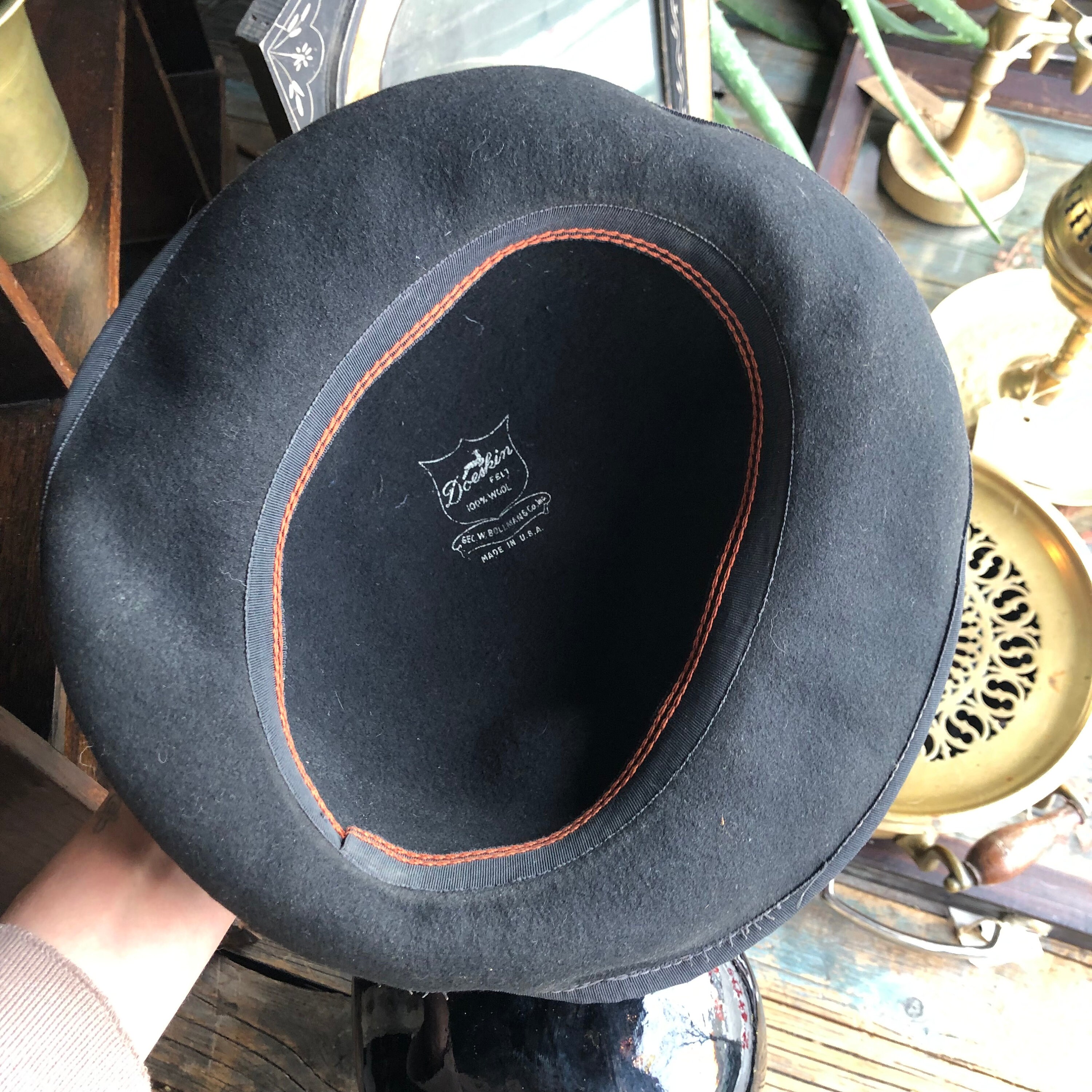 Vintage Bollman Western Hat with Feather Trim – Made in USA Vintage Bollman Doeskin Felt Cowgirl Hat With Feathers - Etsy main image 3