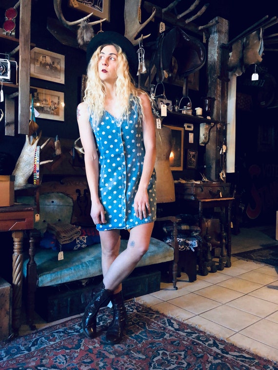 Polka Dot Denim Dress || Polka Dot Dress || Jean D