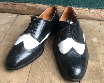 Giorgio Brutini Wing Tip Oxfords , Black and White ,  Leather Mens Oxfords