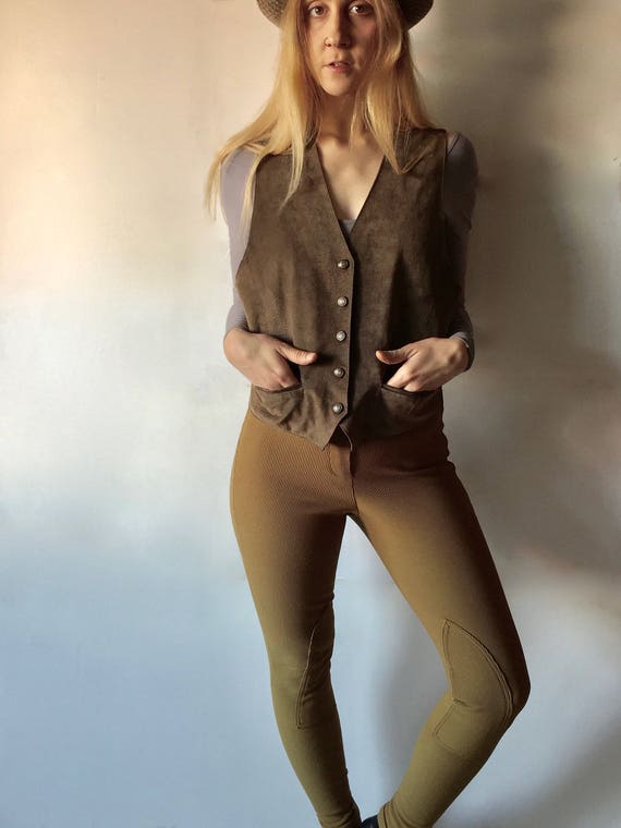 Brown Suede Vest || Vest with Buttons || Brown Sue
