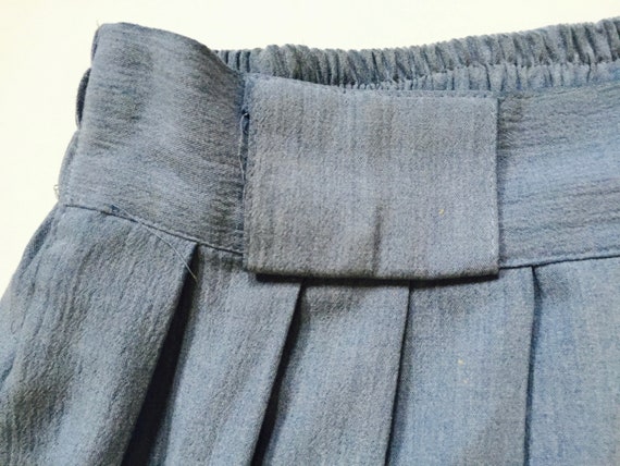 Powder Blue Cotton Midi Skirt || High Waist Pleat… - image 4