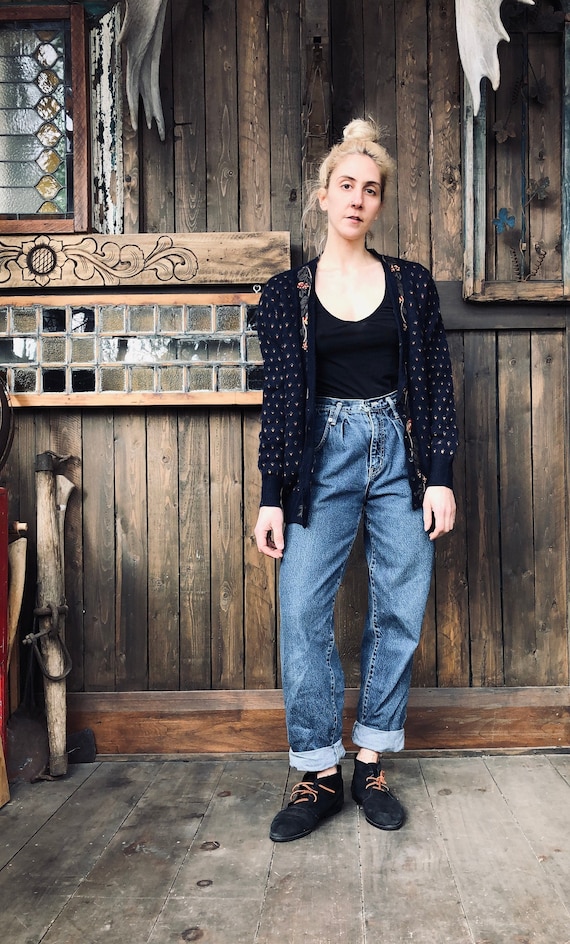 Wool Knit Cardigan || Navy Knit Cardigan || Knit C