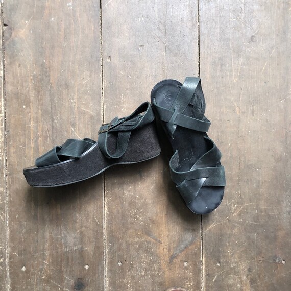Black Wedge Sandals || Slingback Sandals || Cross