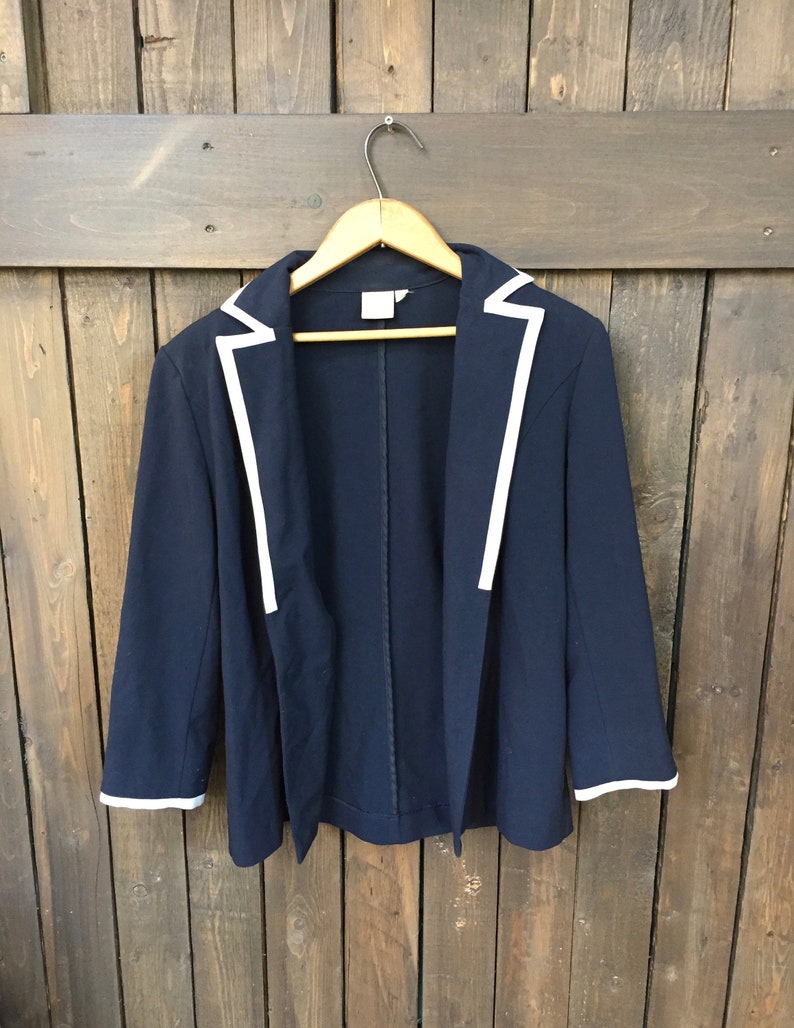 Cropped Sailor Blazer Navy Blazer Size S Sailor Jacket School Girl Blazer Navy and White Blazer Summer Blazer image 5