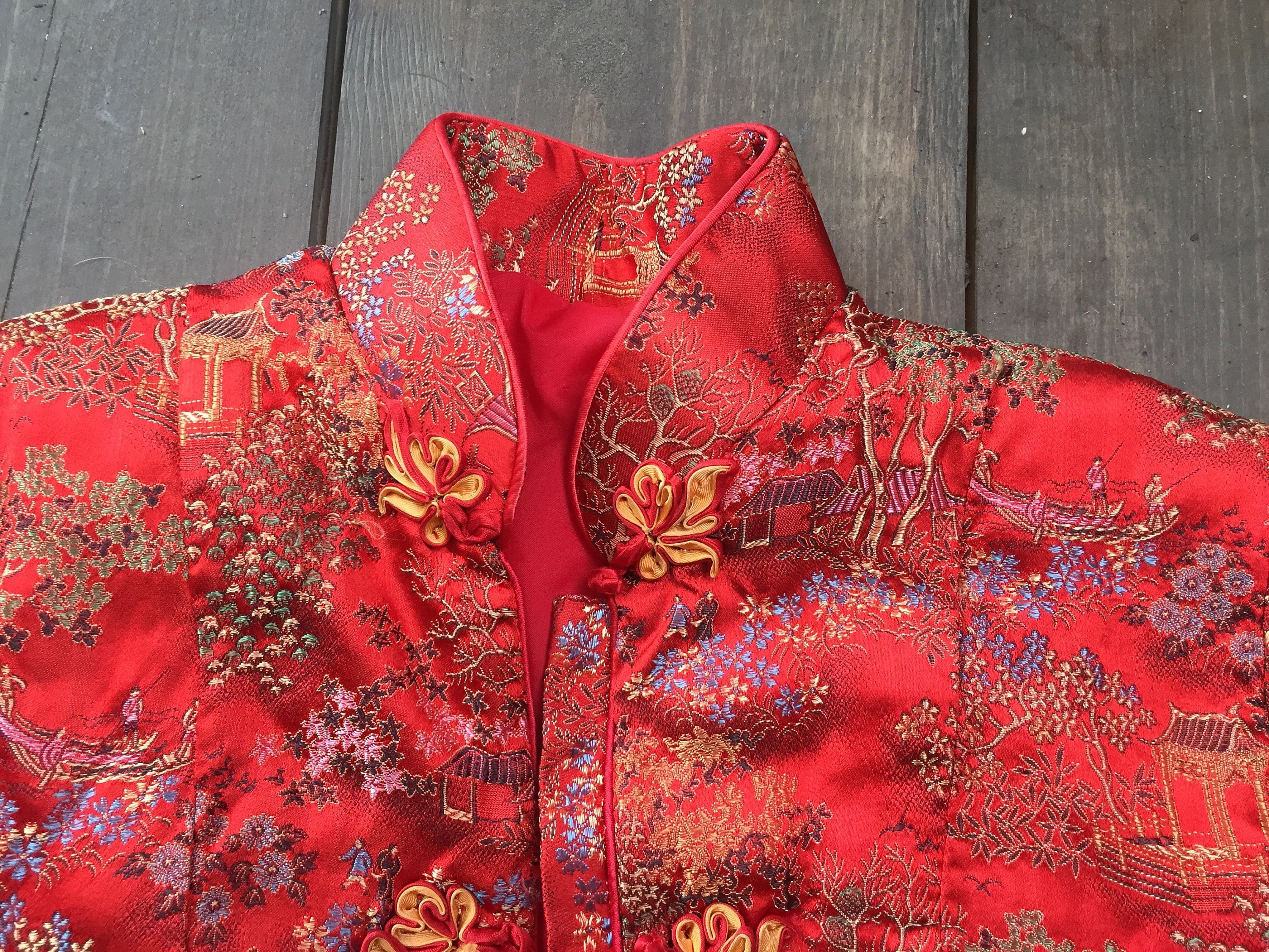 Asian Satin Jacket || Chinese Quilted Jacket || Size Small