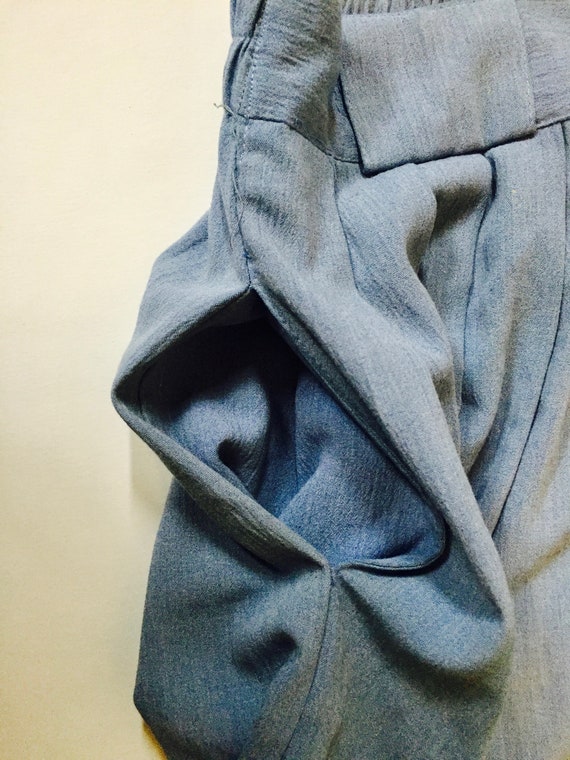 Powder Blue Cotton Midi Skirt || High Waist Pleat… - image 7