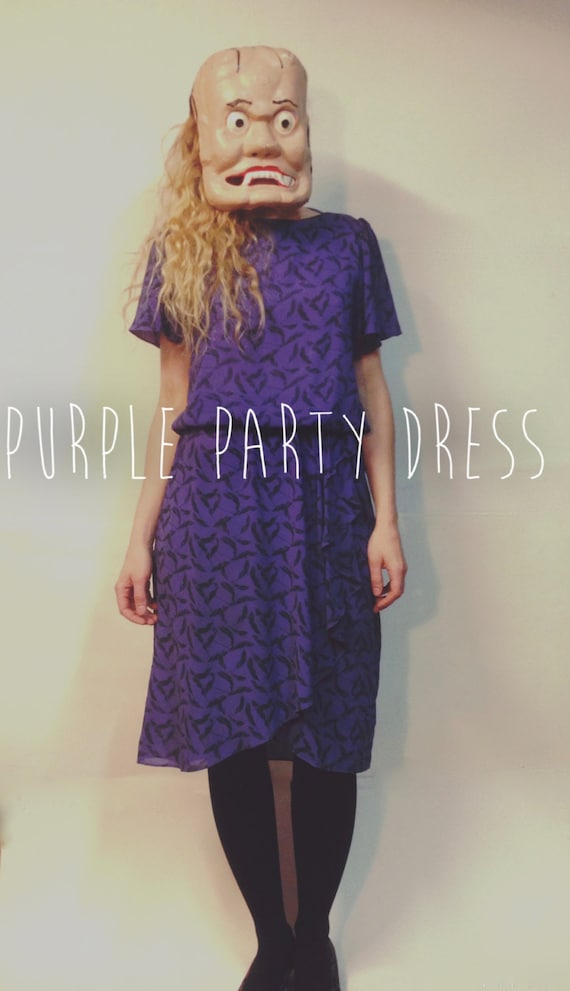 Purple Party Dress || 80's Party Dress || Midi Dre