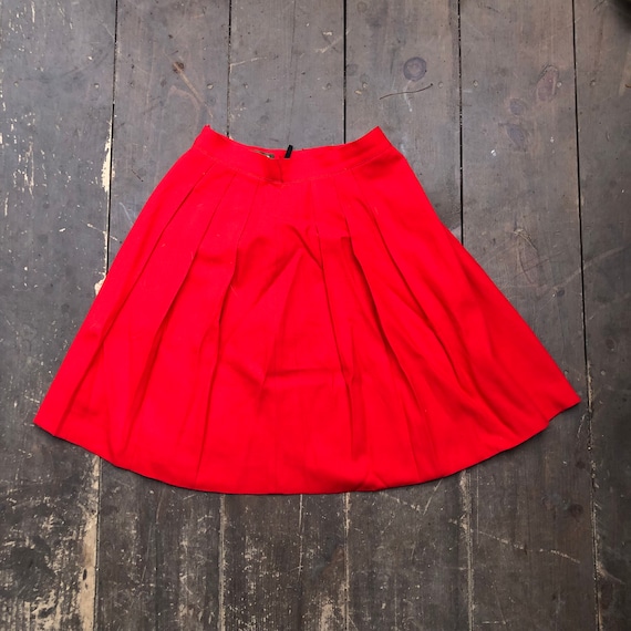 Falda plisada de lana roja vintage talla 6 // corta - Etsy México