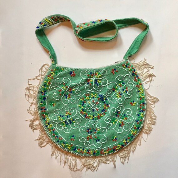 Bohemian Beaded Purse || Vintage Round Purse || Ro